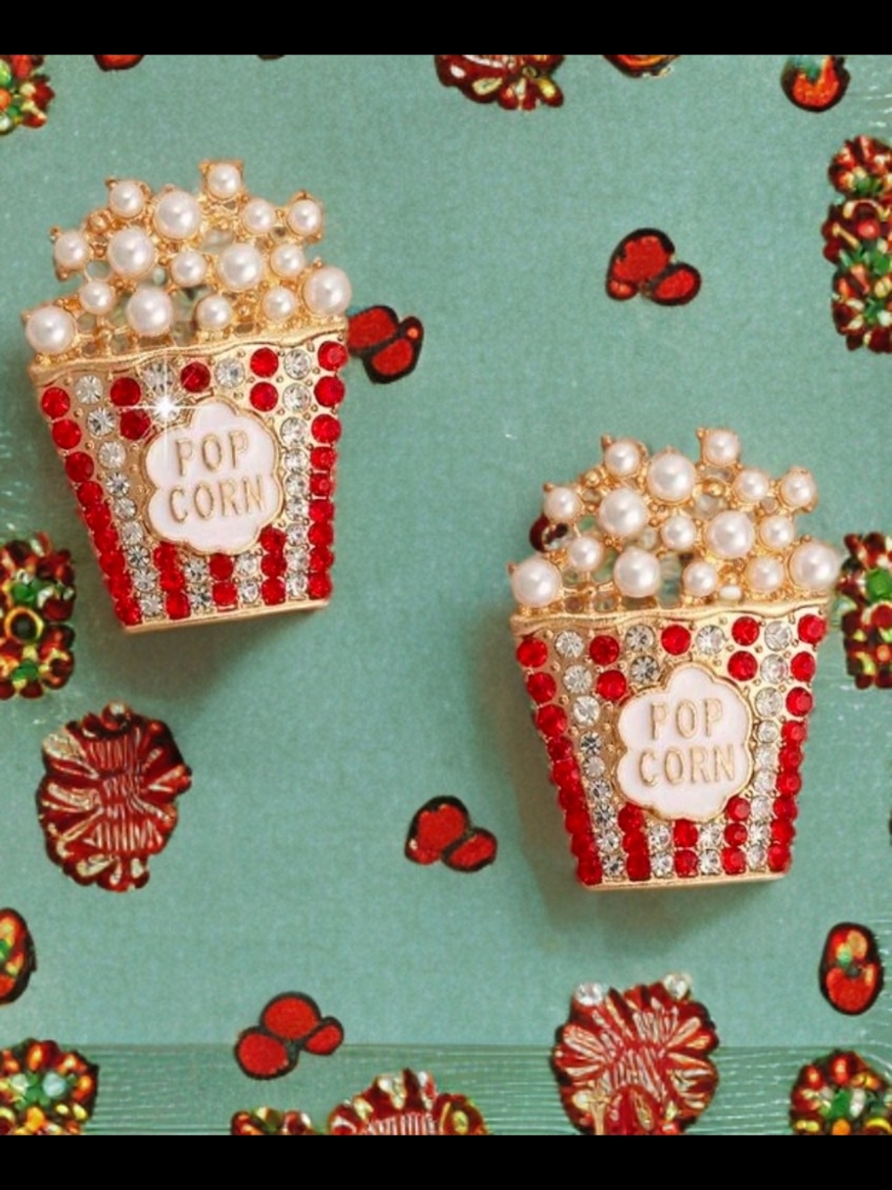 BETSEY JOHNSON PEARL JEWEL POPCORN BUCKET STUD EARRINGS